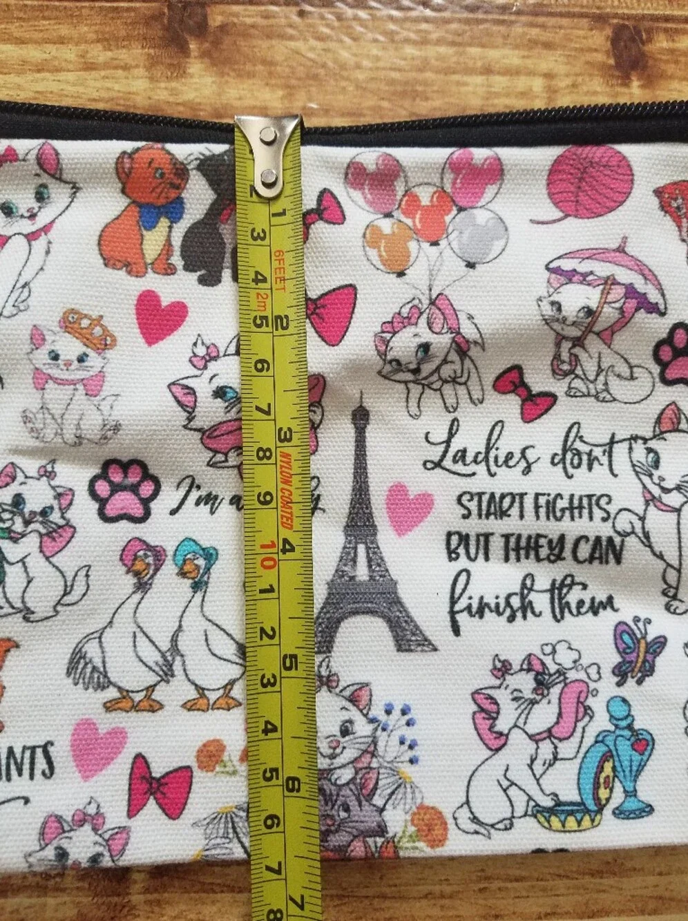 Disney Aristocats White Makeup Pouch Marie Cats Travel Storage Pencil Case NWOT